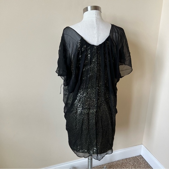 Badgley Mischka sequin embellished chiffon overlay dress 665 - Picture 5 of 9